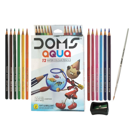 Set de 12 Crayons de Couleur Aquarellable, Aqua - Doms