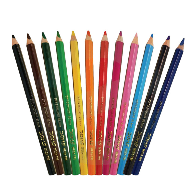 Set de 12 Crayons de Couleur Mega Triangle - Doms