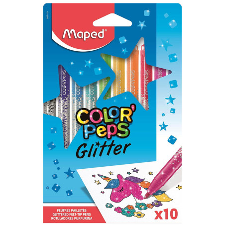 Set de 10 Feutres Color'sPeps Glitter, Maped - Réf.847110