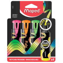 Set de 4 Surligneurs Fluo’Peps Flex, Maped - Réf.740300
