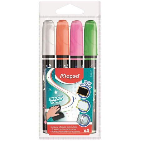 Set de 4 Marqueurs Effaçable Peinture, Maped - Réf.743548