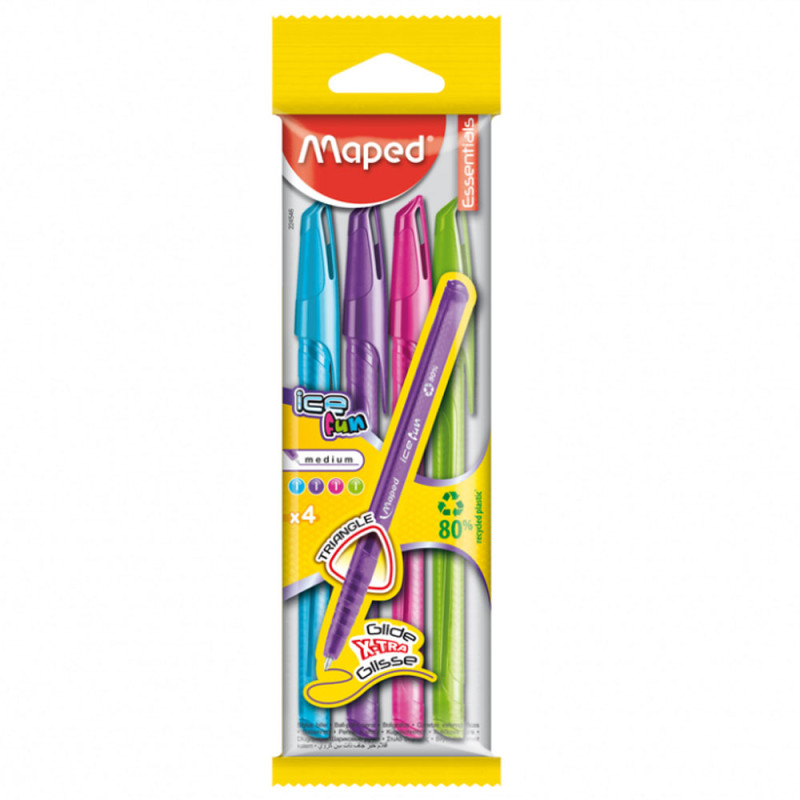 Set de 4 Stylos à Bille Maped Ice Fun - Réf.224546