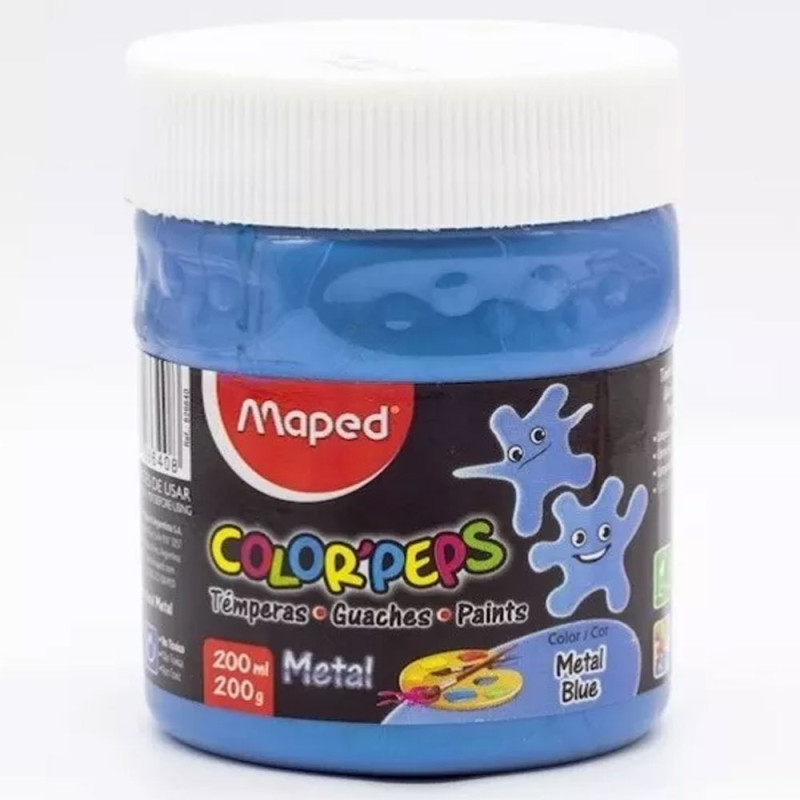 Pot de Gouache Color'Peps 200ml Bleu Métal, Maped - Réf.726641