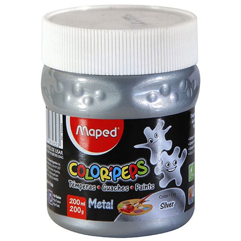 Pot de Gouache Color'Peps 200ml Argent Métal, Maped - Réf.726562