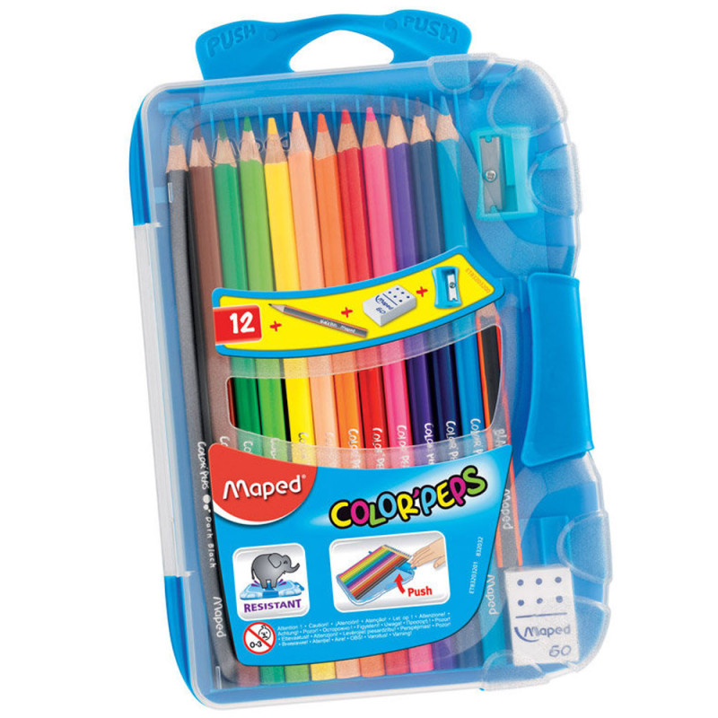 Box De12 Crayons Maped Color'Peps Avec Accessoires - Réf.832032