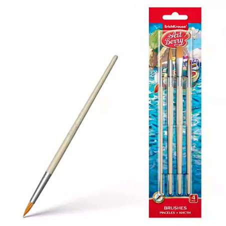 4 Pinceaux Pour Aquarelles et Gouaches, Synthétiques - ErichKrause