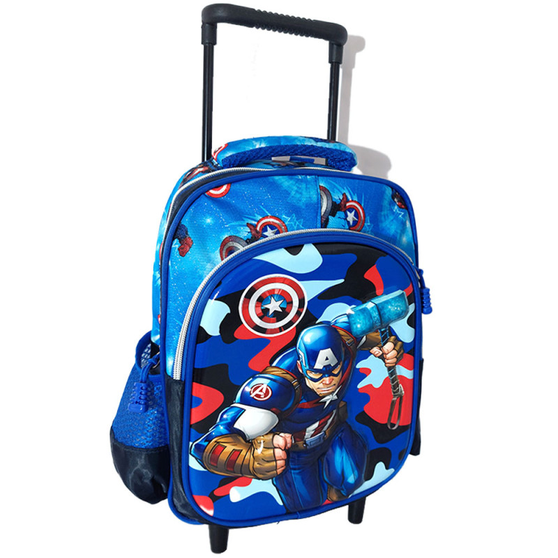 Sac à Dos Avec Chariot Trolley Maternelle Captain America - Réf.MK350-1