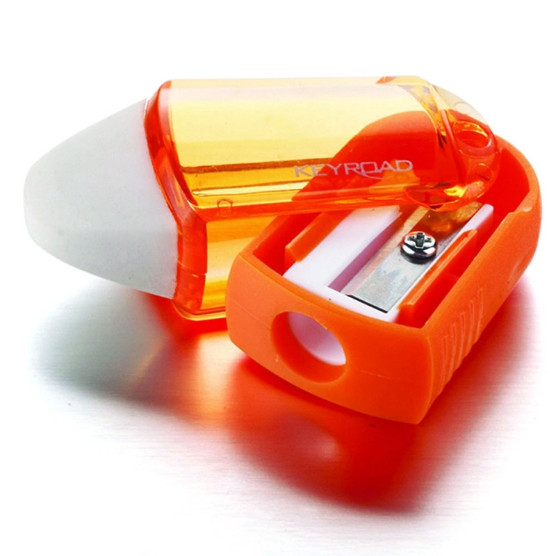 Gomme + Taille-Crayons 1 Trou Orange, Keyroad - Réf.971137