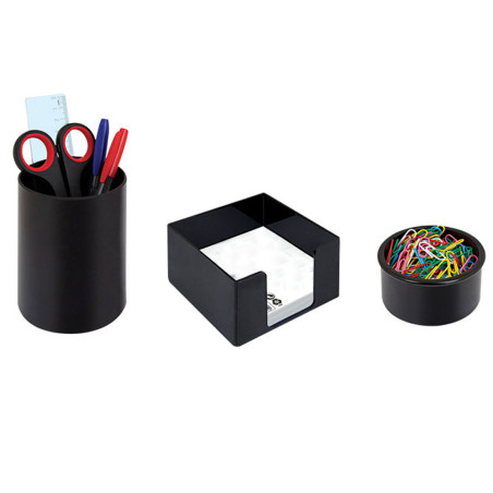 Ensemble de Bureau en Plastique 3 pcs, Noir - ARK