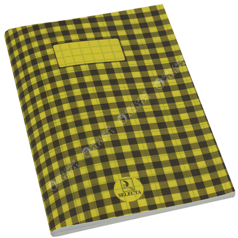 Cahier Piqué à Carreaux 17x22 Jaune, 96 pages - Selecta