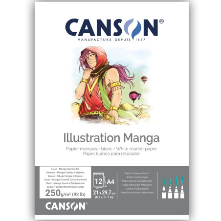 Papier Marqueur Blanc CANSON pour Illustration Manga A4 250g 12F