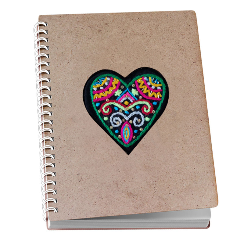 NoteBook Couverture Artisanal Bordurée, 21x15