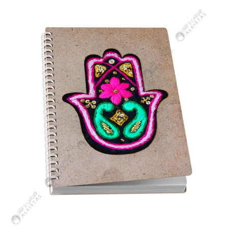 NoteBook Moufida Couverture Artisanal Bordurée PM, 13x9