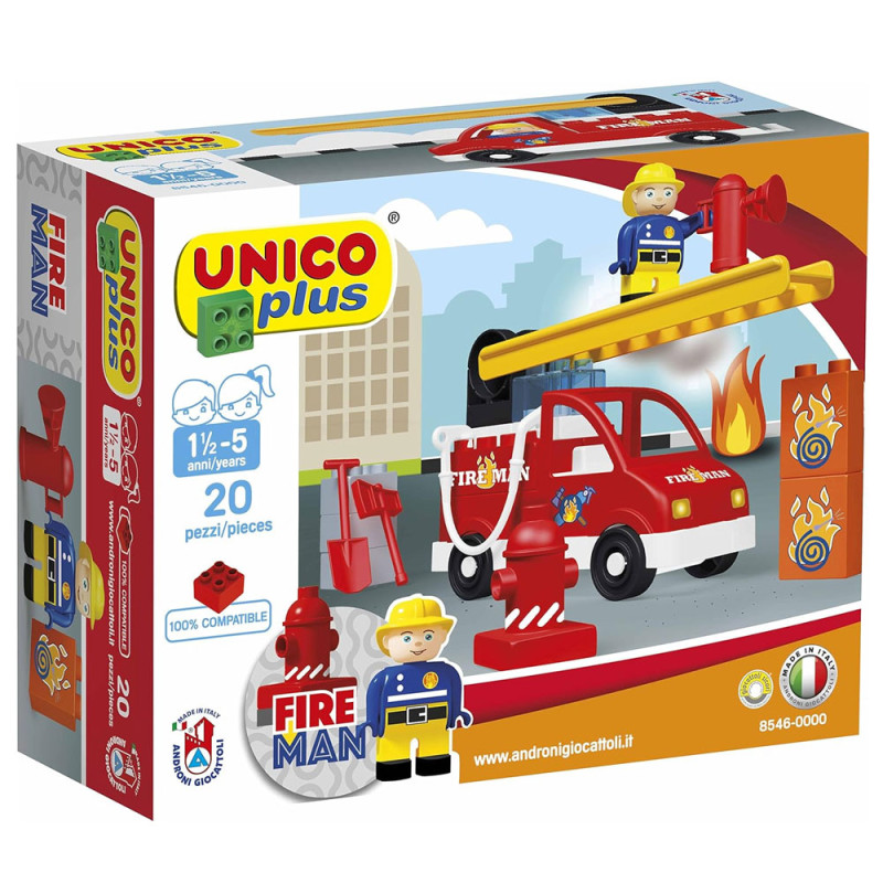 Lego Camion Pompier UnicoPlus 20pcs, Ucar Oyuncak - Réf.8546-0000