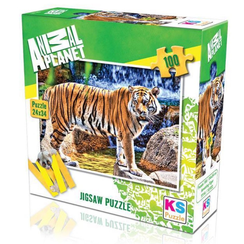 Puzzle Animal Planet Tigre 100pcs 24x34cm - KS Puzzle