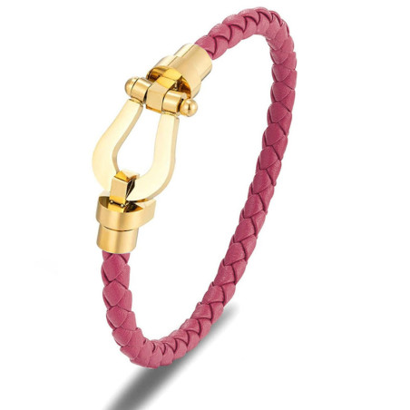 Bracelet Fred En acier Inoxydable Avec Bande Cuir, Rose&Doré