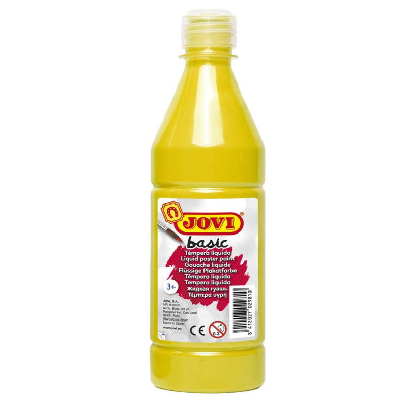 Bouteille de Gouache Liquide Basic 500ml, Jaune - Jovi