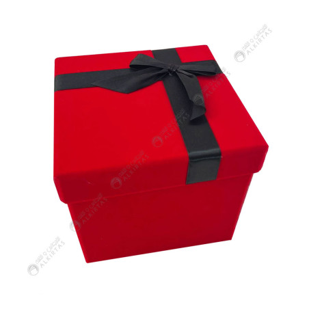 Boite Cadeau Cubique en Velours Avec Ruban, 12x12 cm