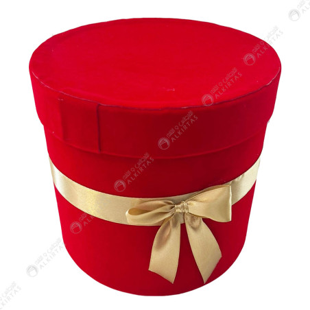 Boite Cadeau Rond en Velours Avec Ruban, PM