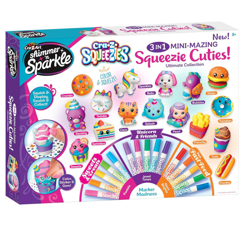 3 in 1 Mini-Mazing Squeezie Cuties, Cra-Z-Art Shimmer'n Sparkle