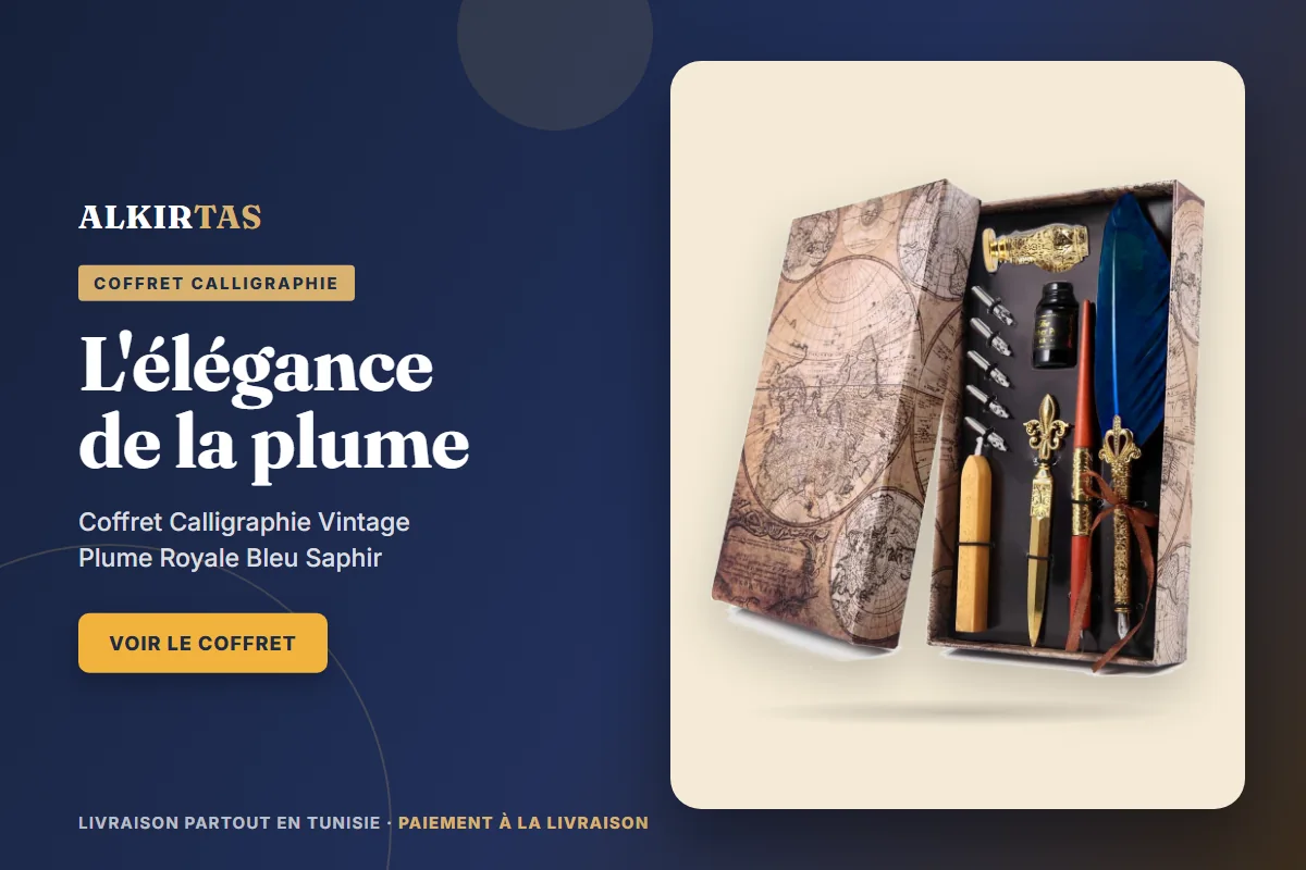 Coffret Calligraphie Vintage Plume Royale Bleu Saphir